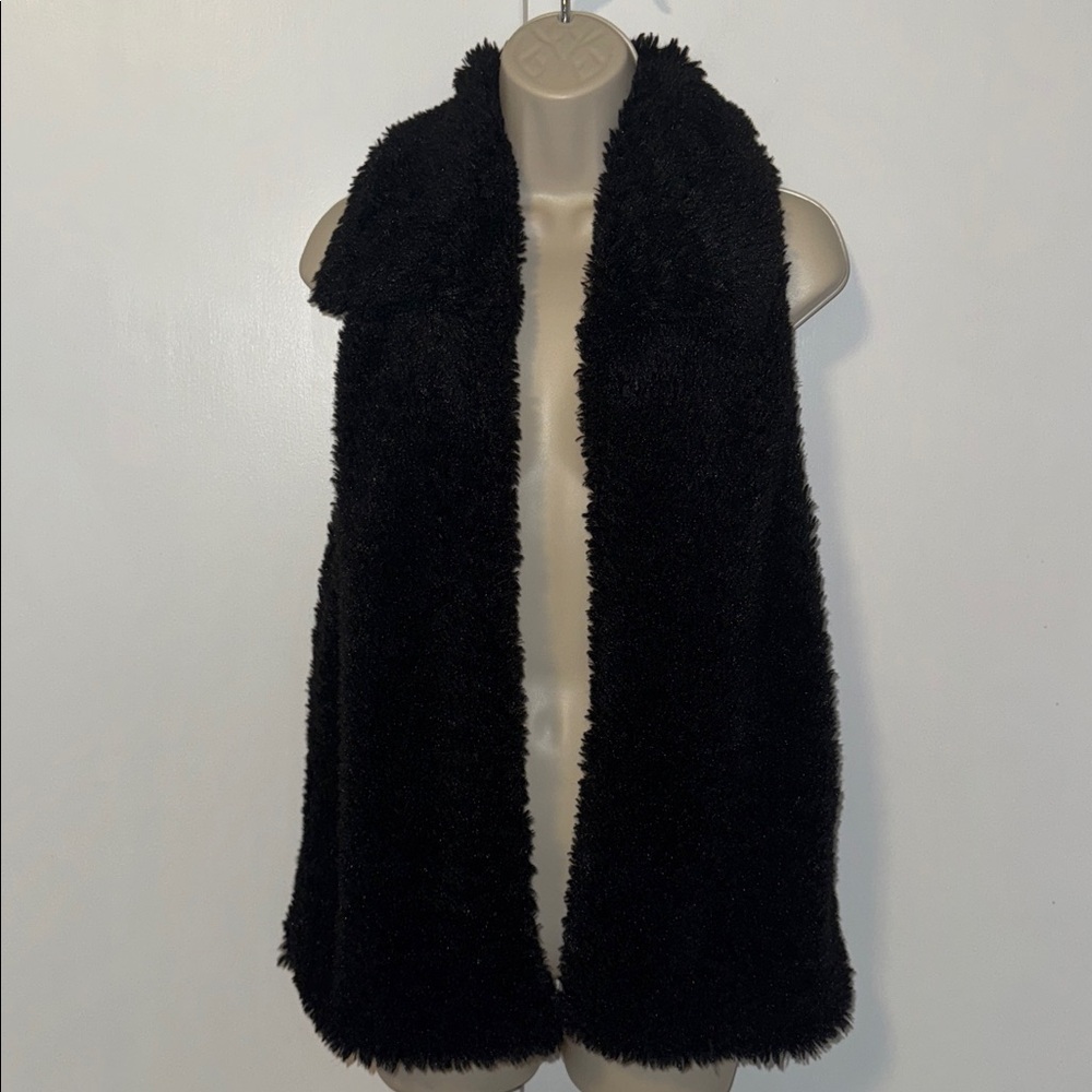 Jack by BB Dakota Black Faux Fur Vest Open Front Women’s Small S
